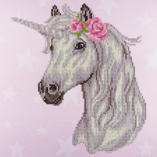 Leisure Arts Diamond Art Intermediate Kit -  Flower Unicorn
