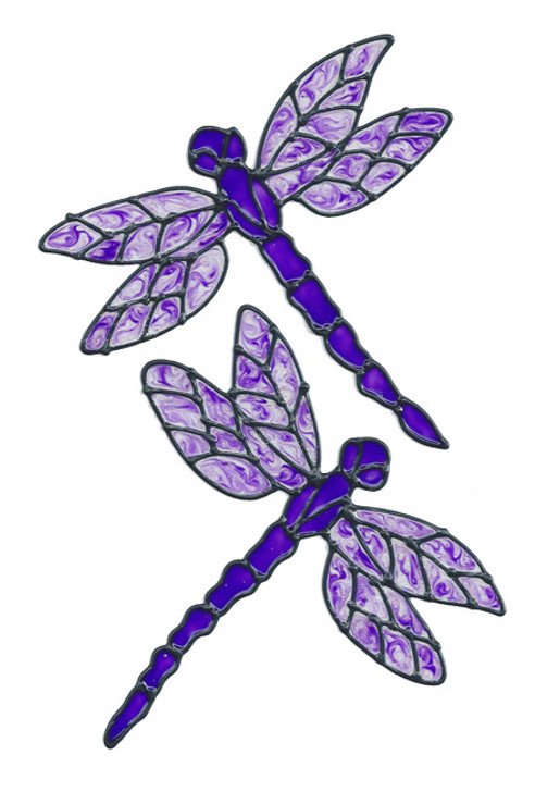 Faux Stained Glass Window Clings ~ Dragonfly Purple
