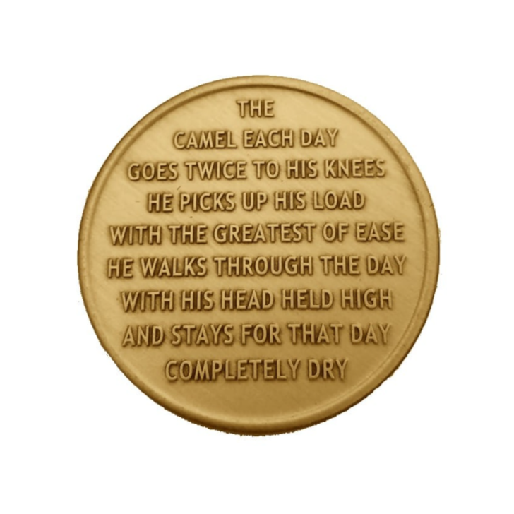 Alcoholics Anonymous AA ODAT Camel Poem Affirmation Coin - Antique Bronze Sobriety Medallion