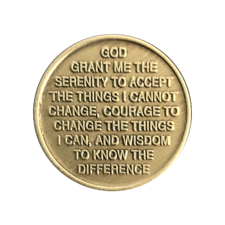 Alcoholics Anonymous AA Keep it Simple Affirmation Coin - Antique Bronze Sobriety Medallion