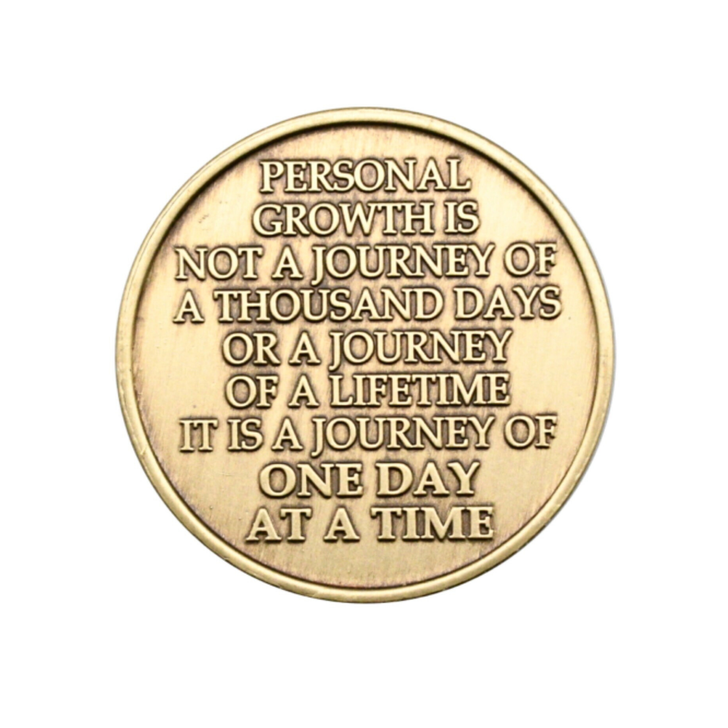 Alcoholics Anonymous AA Life is a Journey Affirmation Coin - Antique Bronze Sobriety Medallion