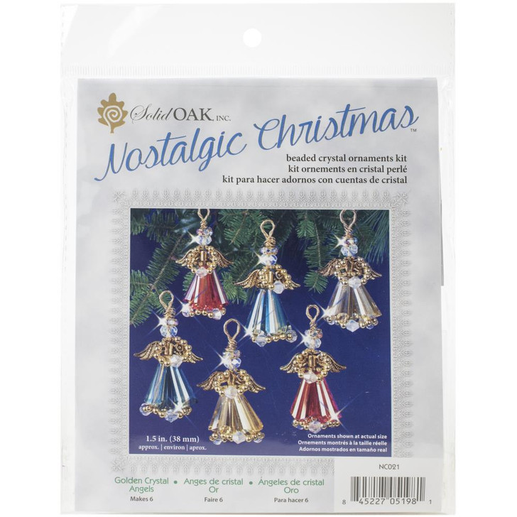 Solid Oak Golden Crystal Angels Beaded Crystal Ornaments Kit