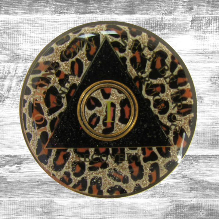 AA Leopard Print Sobriety Anniversary Coin
