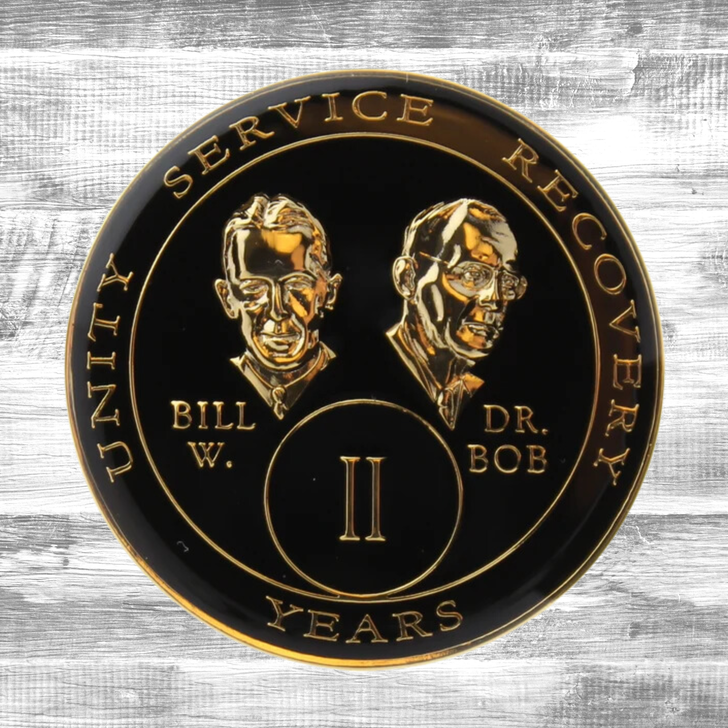 Alcoholics Anonymous (AA) Anniversary Coin – "Founders"  Black Sobriety Medallion