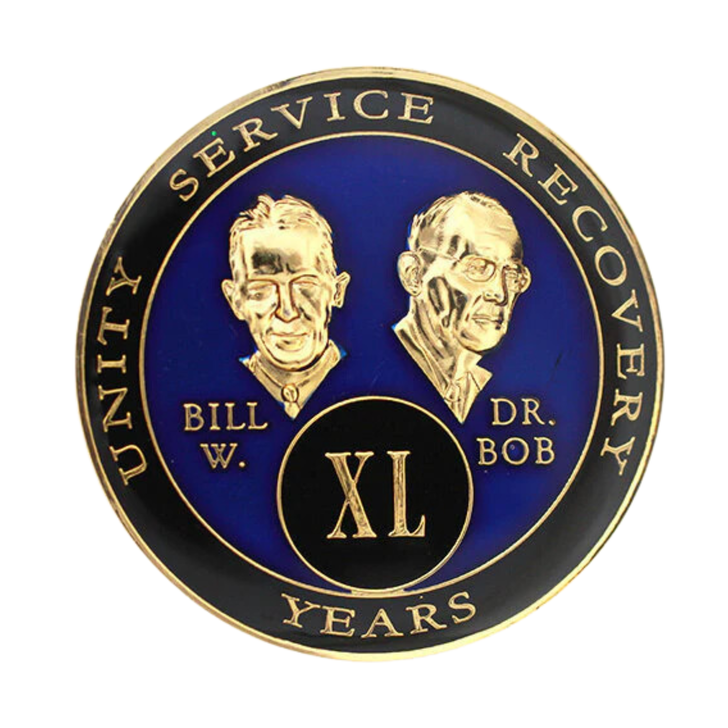 Alcoholics Anonymous (AA) Anniversary Coin – "Founders" Blue Sobriety Medallion