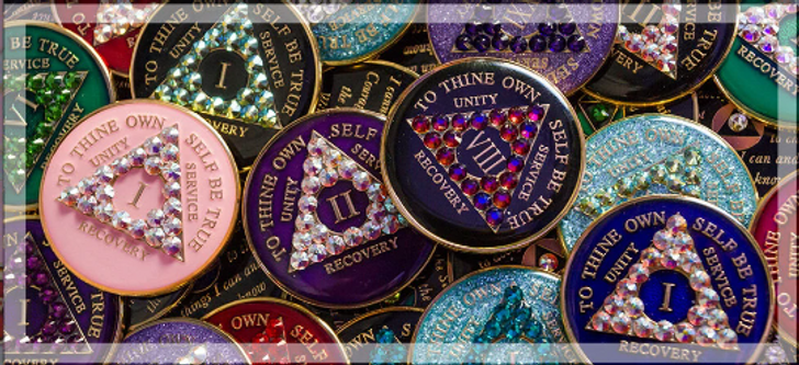 AA Anniversary Coin Medallion | Purple Crystal Transition