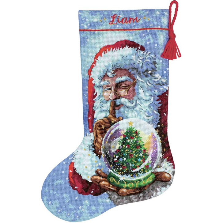 Dimensions Santa's Snowglobe Counted Cross Stitch Stocking Kit