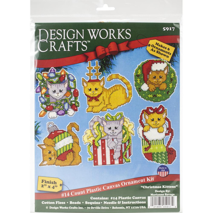 Design Works Christmas Kittens Plastic Canvas Ornament Kit