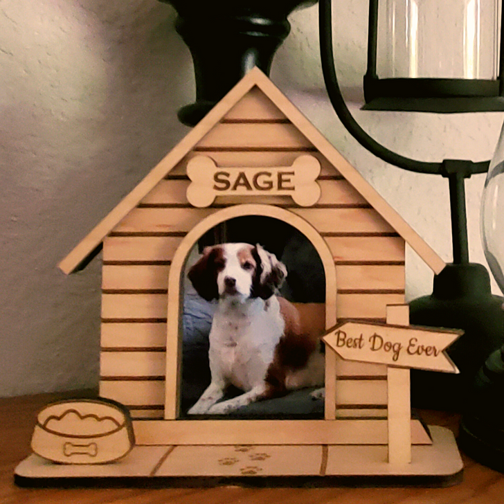 Customizable Dog House Photo Frame - Laser Art