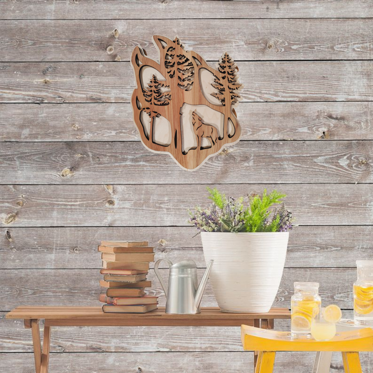 Wolf Paw Print Laser Cut Wall Art