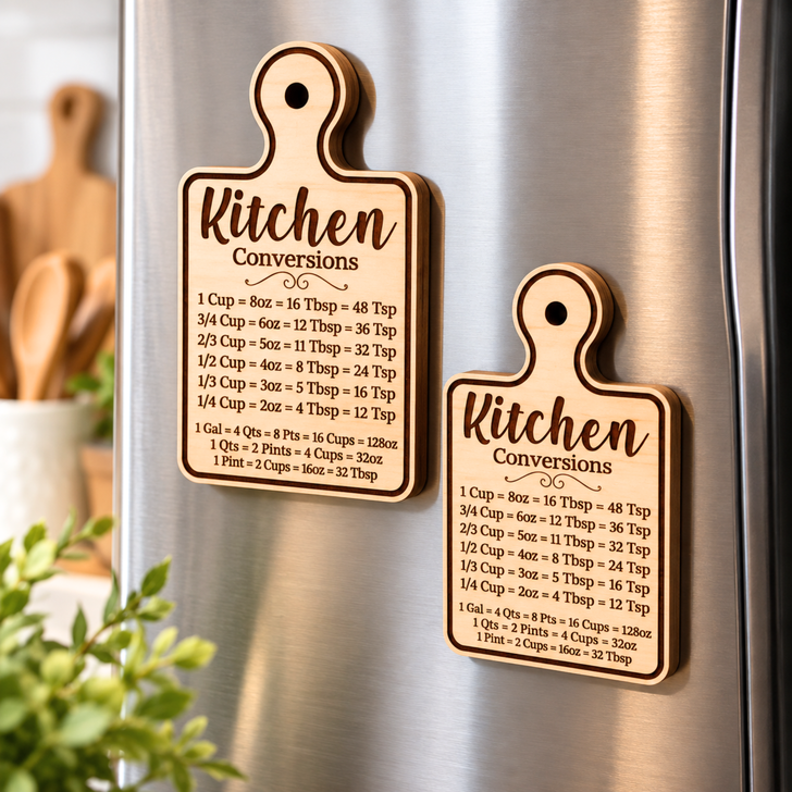 Cutting Board Conversion Magnet: Laser Engraved Kitchen Refrigerator Magnet