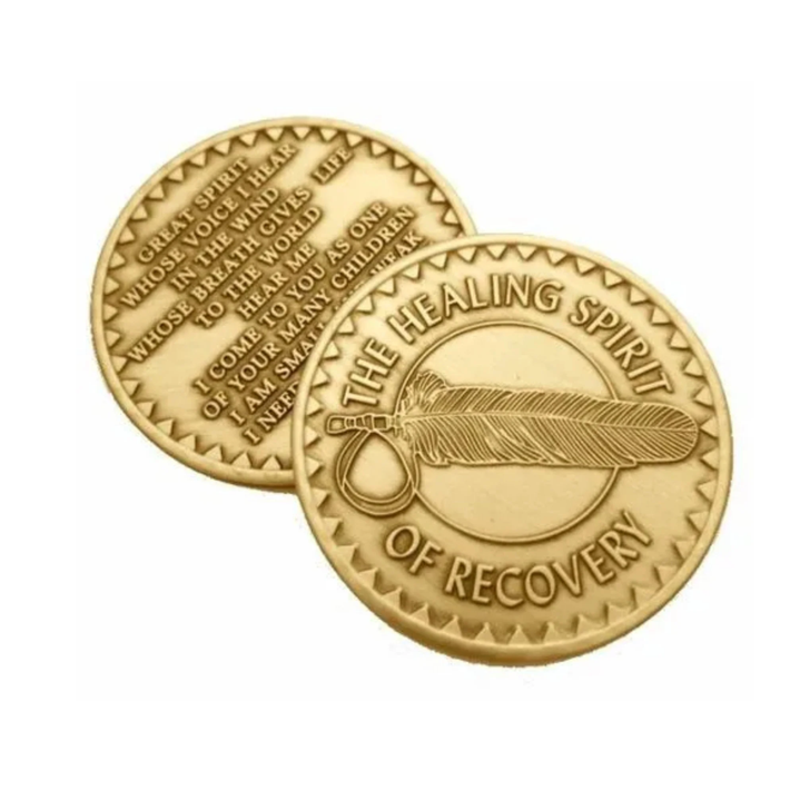 Alcoholics Anonymous AA The Healing Spirit Affirmation Coin - Antique Bronze Sobriety Medallion