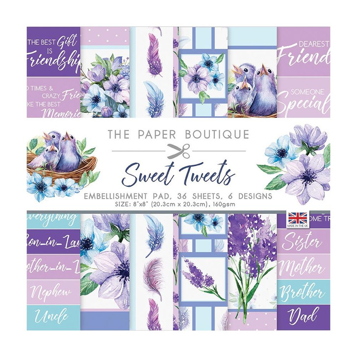 The Paper Boutique Sweet Tweets Embellishments 8"x8" Paper Pad