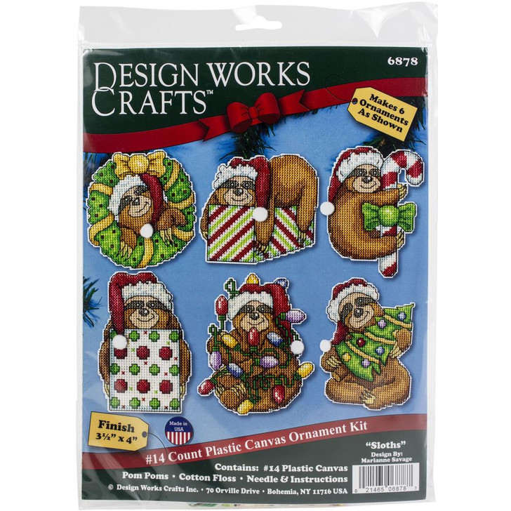Design Works Sloth Plastic Canvas Ornament Kit