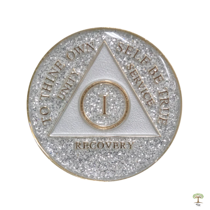 AA Birthday Coin Tri-Plate Glitter Silver Medallion