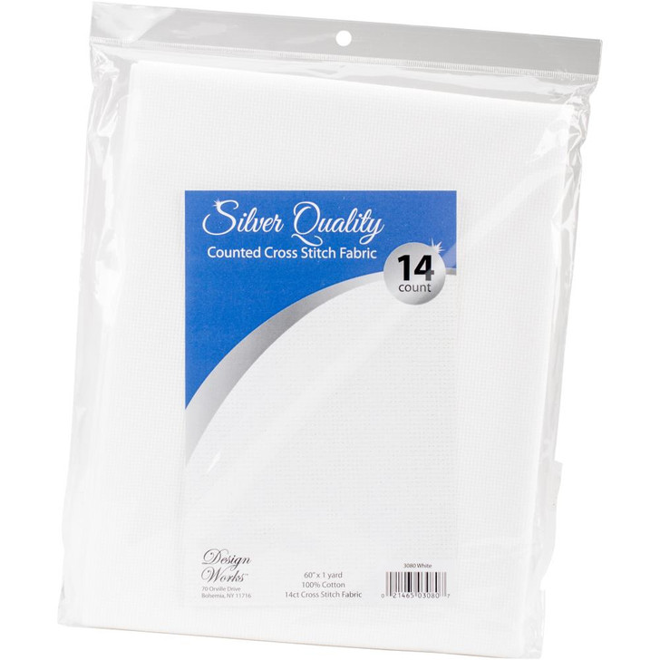 Design Works White Silver Quality Aida Fabric 14 Count 60"X36"
