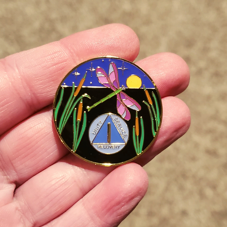 AA Dragonfly Sobriety Anniversary Coin