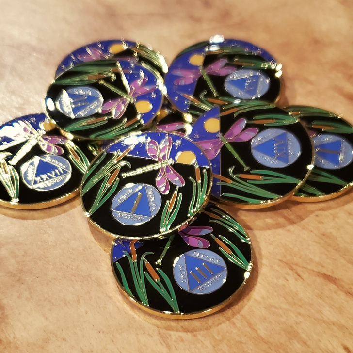 Alcoholics Anonymous (AA) Anniversary Coin – "Dragonfly" Sobriety Medallion