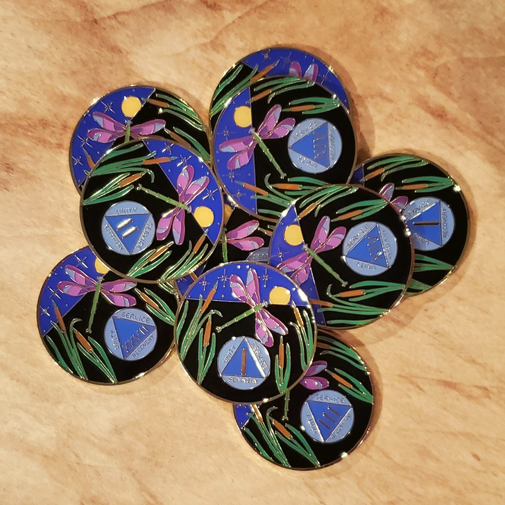 AA Dragonfly Sobriety Anniversary Coin