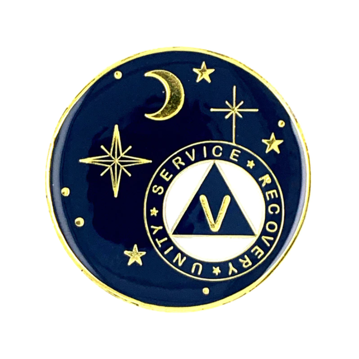 AA Moon & Stars Sobriety Anniversary Coin