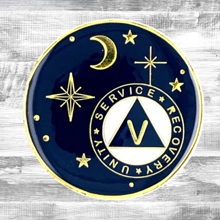 AA Moon & Stars Sobriety Anniversary Coin