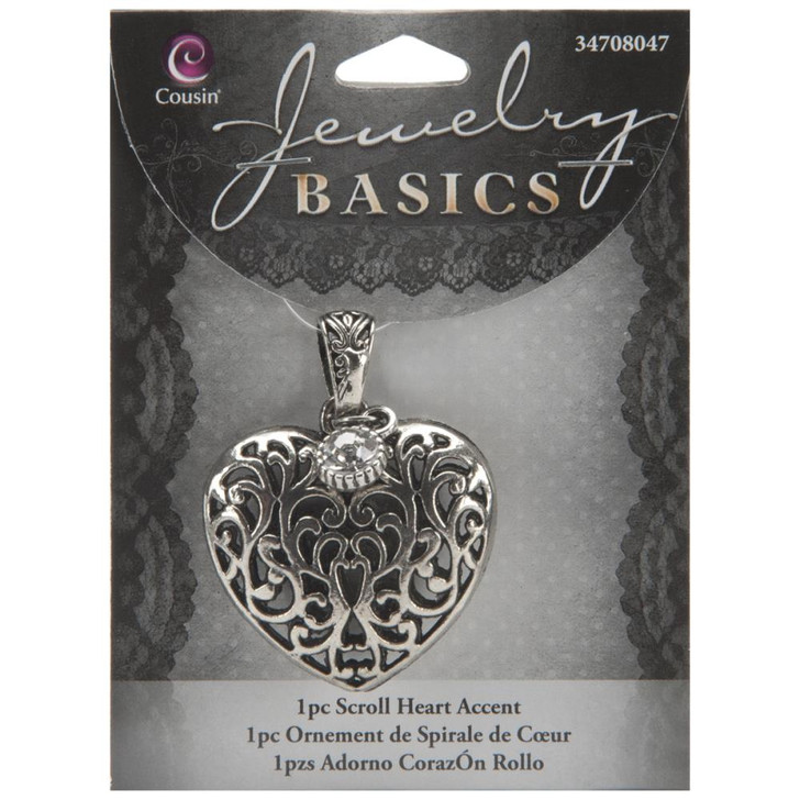 Cousin Jewelry Basics Heart Scroll Metal Accent 1/Pkg