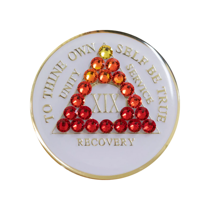 AA Anniversary Coin Medallion | White Crystal Red Transition