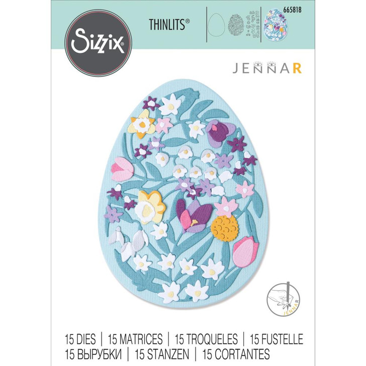 Sizzix Thinlits Dies 15/Pkg - Intricate Floral Easter Egg
