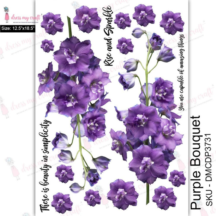 Dress My Craft Transfer Me Sheet - Purple Bouquet