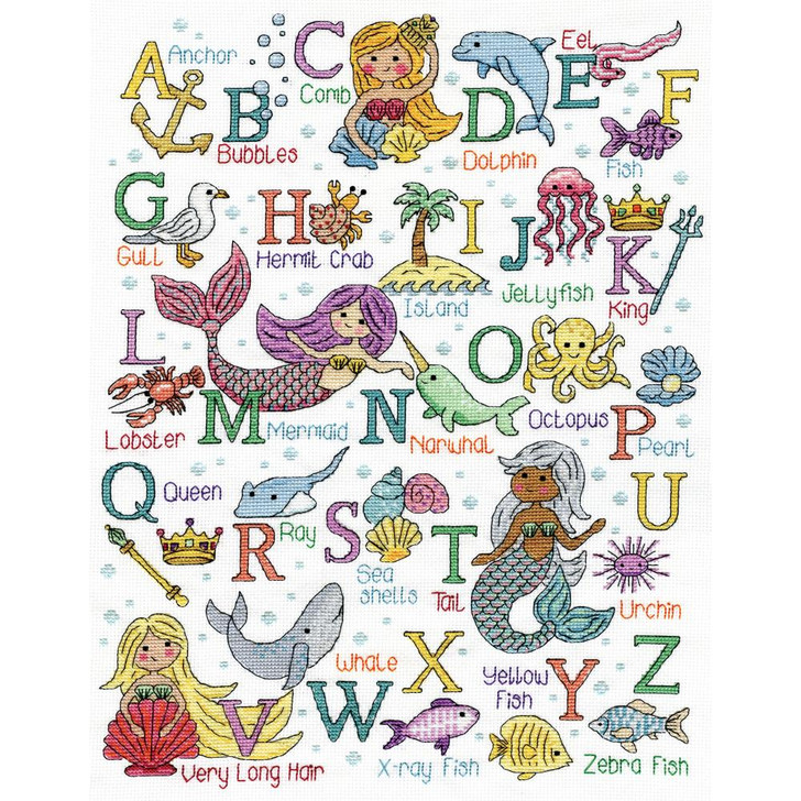 Design Works Counted Cross Stitch Kit | Mermaid ABC