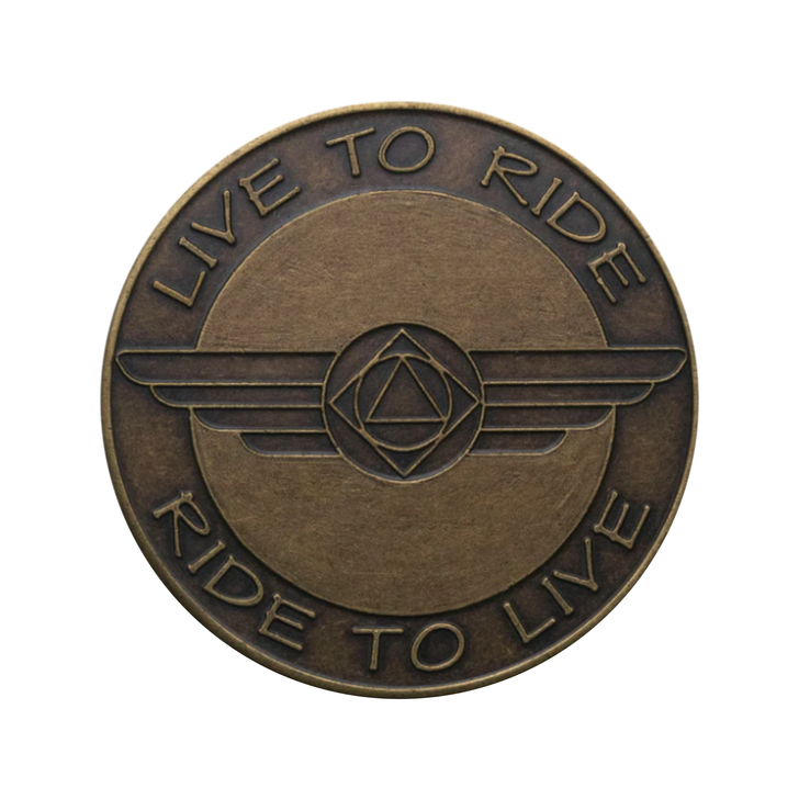 Alcoholics Anonymous AA Live to Ride Affirmation Coin – Bronze Sobriety Medallion