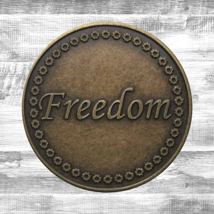 Alcoholics Anonymous AA Freedom Affirmation Coin – Bronze Sobriety Medallion