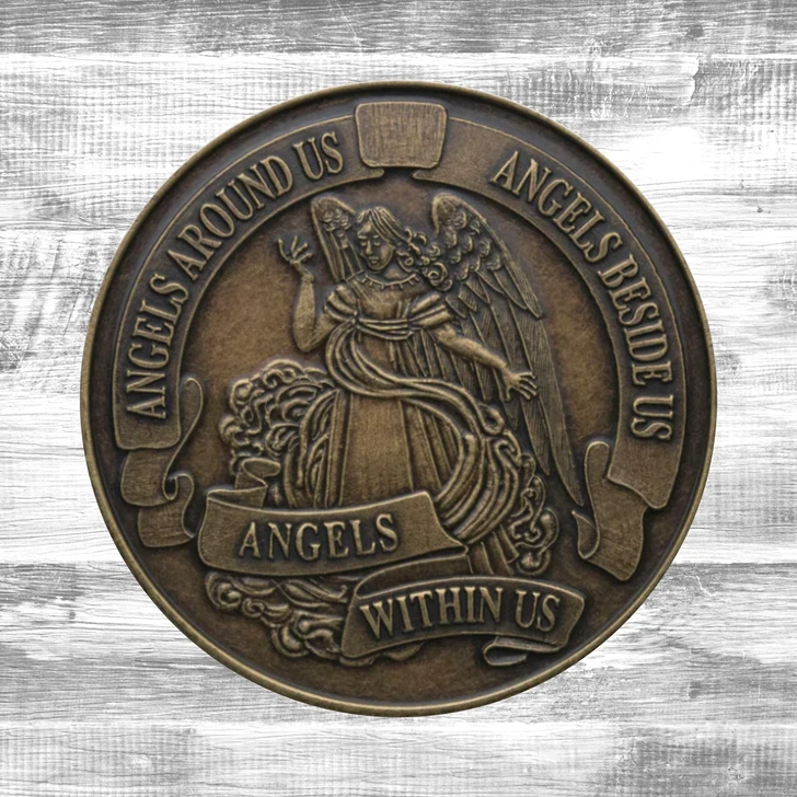 Alcoholics Anonymous AA Angels Around Us – Bronze Sobriety Medallion