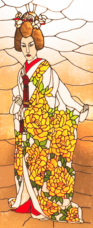 Japanese Bride Faux Stained Glass Window Film 