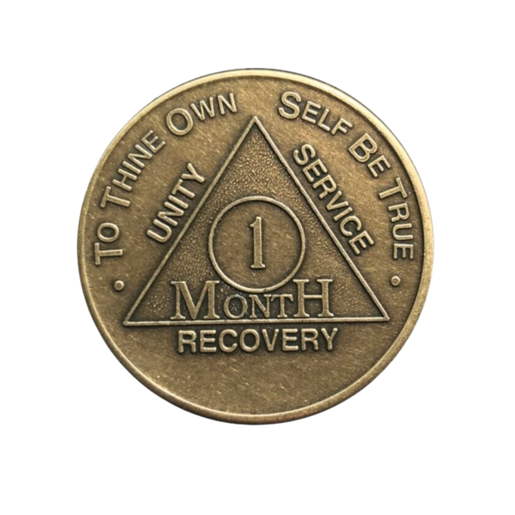 Alcoholics Anonymous AA Month Anniversary Coin - Bronze Sobriety Medallion