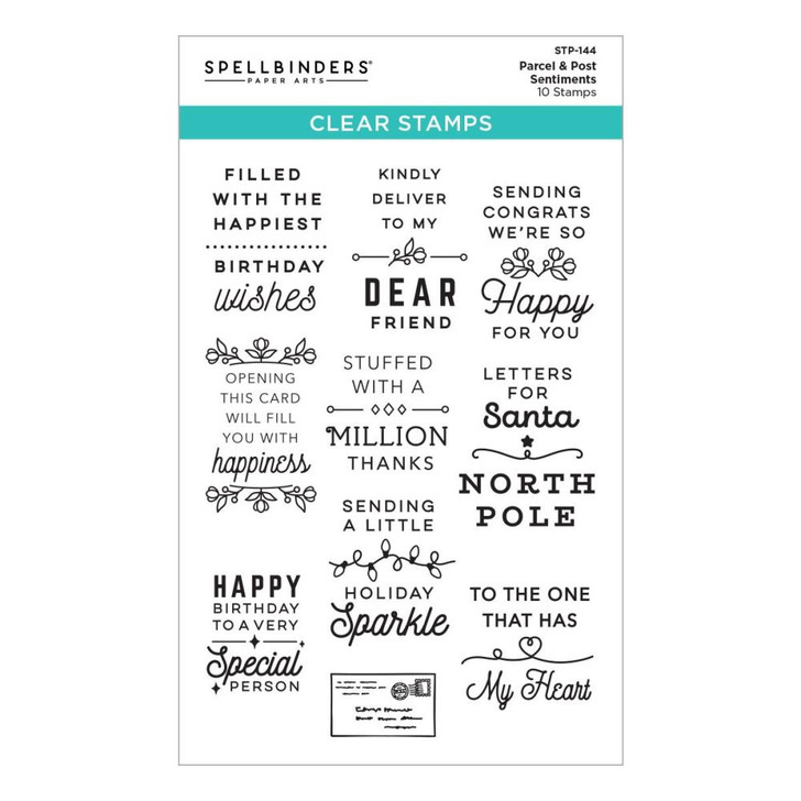 Spellbinders Clear Acrylic Stamps | Parcel & Post Sentiments