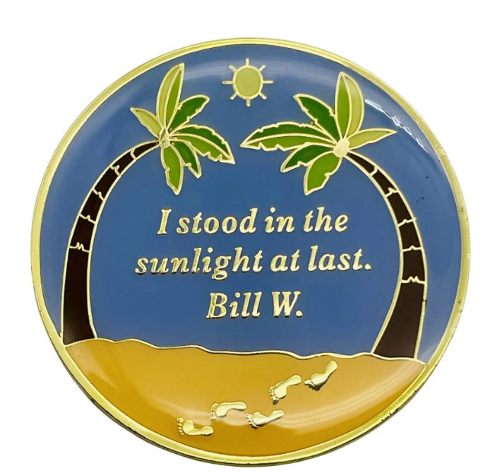 Alcoholics Anonymous (AA) Anniversary Coin – "Flamingo Beach" Sobriety Medallion