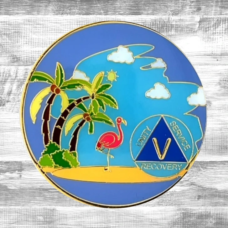 AA Beach Sobriety Anniversary Coin