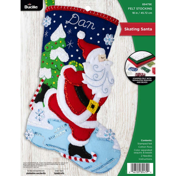 Bucilla Felt Applique Stocking Kit | Skating Santa