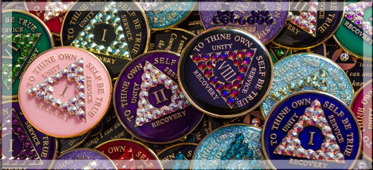 AA Crystallized Glitter Gold Transition Anniversary Coin Medallion