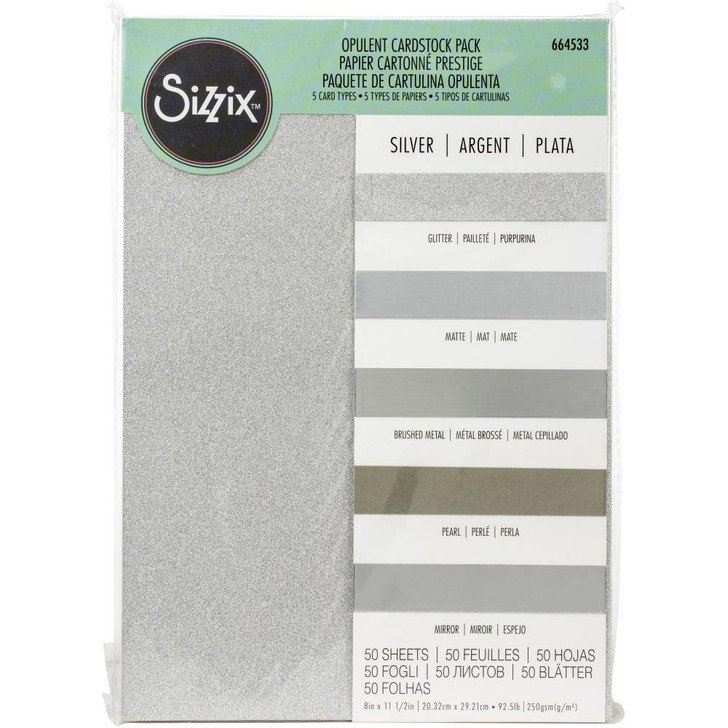 Sizzix Opulent Cardstock Pack 50/Pkg | Silver
