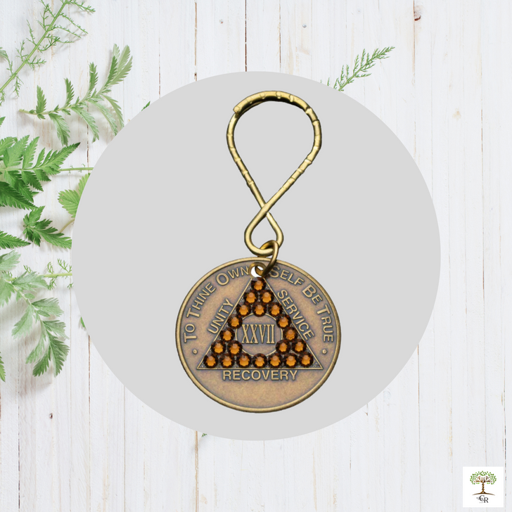 AA Crystallized Bronze Month/Year Key Fob