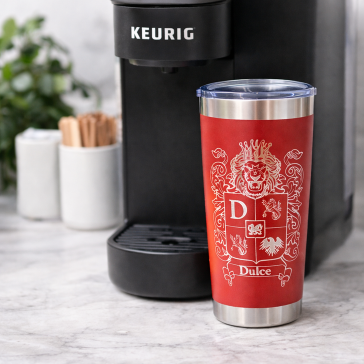Personalized Family Crest Coat of Arms Laser Engraved 20oz Tumbler