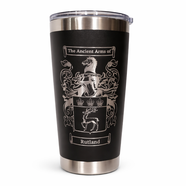 Personalized Family Crest Coat of Arms Laser Engraved 20oz Tumbler
