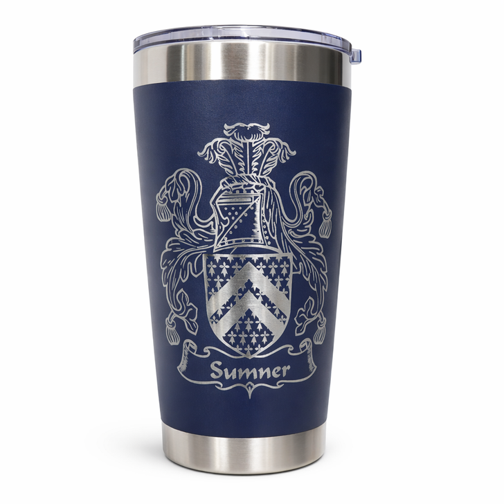Personalized Family Crest Coat of Arms Laser Engraved 20oz Tumbler