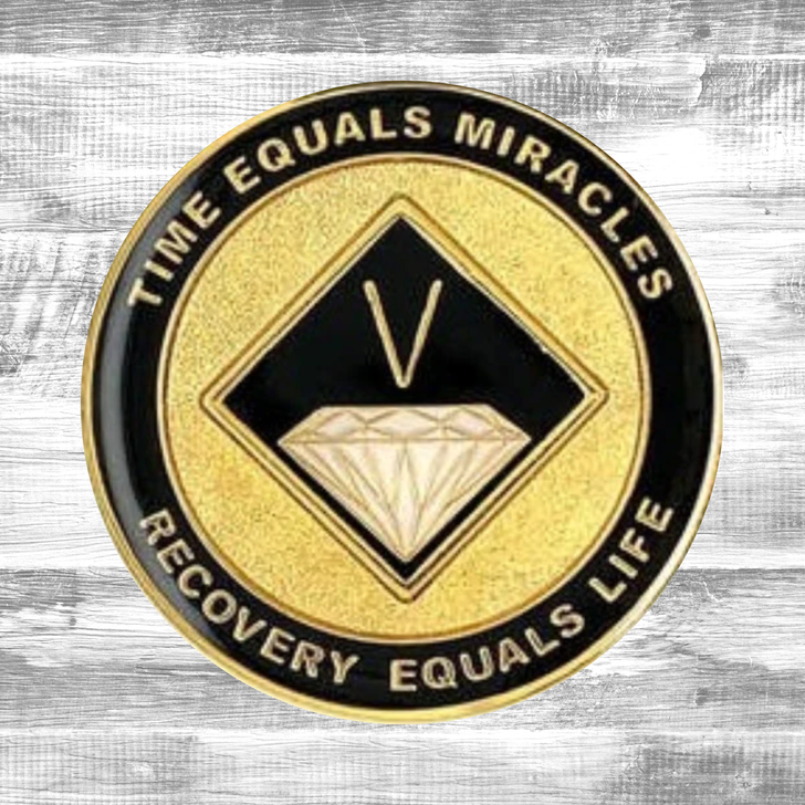 Narcotics Anonymous (NA) Coin – Black & Gold Sobriety Medallion Gift