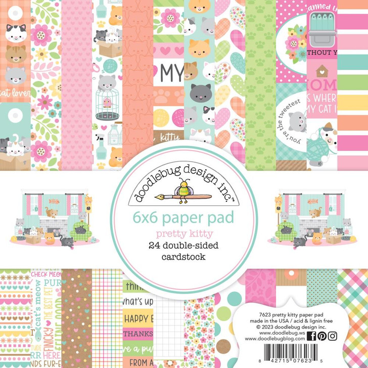 Doodlebug Double-Sided Paper Pad 6"X6" | Pretty Kitty