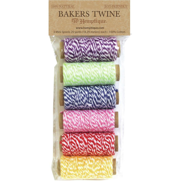 Hemptique Cotton Bakers Twine Mini Spool Set 2-Ply 65' | Rainbow