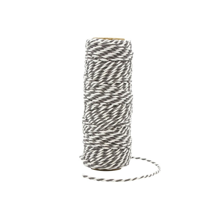 Craft Perfect Striped Bakers Twine | Pewter Grey