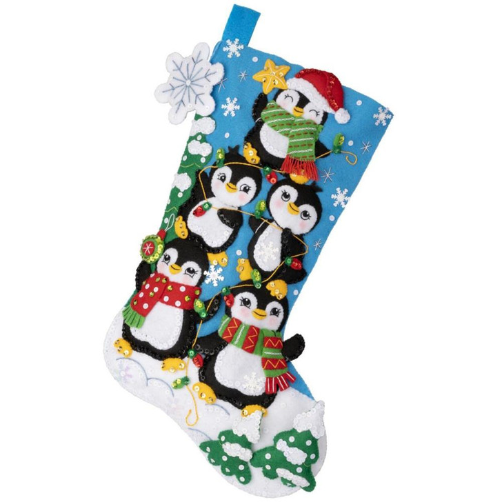 Bucilla Felt Applique Stocking Kit | Penguin Tree Trimming